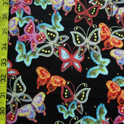 Butterfly Print on Poly Spandex Fabric | (4 Way Stretch/Per Yard)