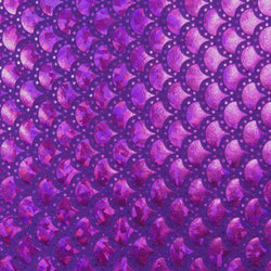 Purple Mermaid Fish Scale on Hologram Foil Spandex w/ Dots Fabric| (4 Way Stretch/Per Yard)