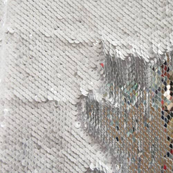 Reversible 5mm & Silver Sequins Fabric | (2 Way Stretch/Per Yard)