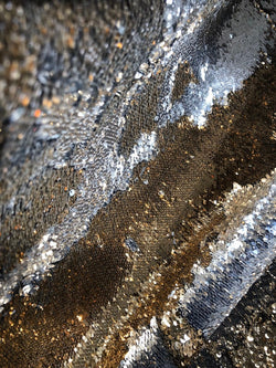 Reversible Gold & Silver Sequins Fabric | (2 Way Stretch/Per Yard)