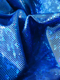 Royal Blue Shattered Glass w/ Holographic Foil Spandex Fabric | (4 Way Stretch/Per Yard)