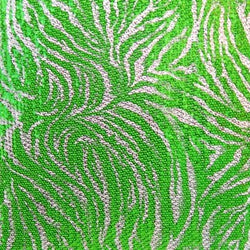 Holographic Tiger Print Sequins on Poly Spandex Fabric (Silver/Green) | (2 Way Stretch/Per Yard)