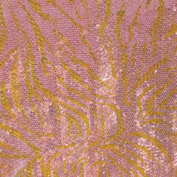 Holographic Tiger Print Sequins on Poly Spandex Fabric (Gold/Pink) | (2 Way Stretch/Per Yard)