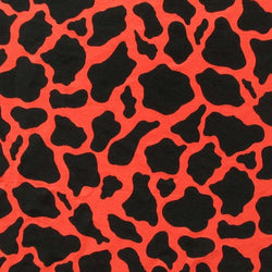 Cow Print on Nylon Spandex Fabric (Neon Orange/Black) | (4 Way Stretch/Per Yard)