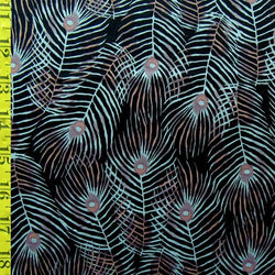 Peacock Feather Print on Nylon Spandex Fabric | (4 Way Stretch/Per Yard)