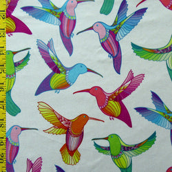 Multi Bird Print on Poly Spandex Fabric |  (4 Way Stretch/Per Yard)