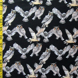 Owl Print on Poly Spandex Fabric | (4 Way Stretch/Per Yard)