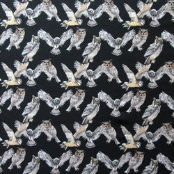 Owl Print on Poly Spandex Fabric | (4 Way Stretch/Per Yard)