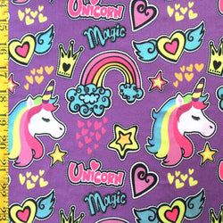 Unicorn Print on Poly Spandex Fabric | (4 Way Stretch/Per Yard)