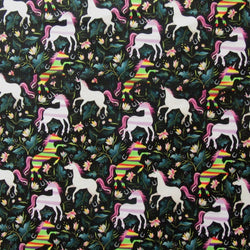 Unicorn Horse Print on Poly Spandex Fabric | (4 Way Stretch/Per Yard)