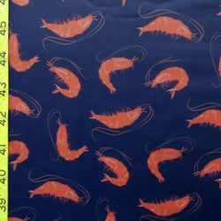 Shrimp Print on Poly Spandex Fabric | (4 Way Stretch/Per Yard)