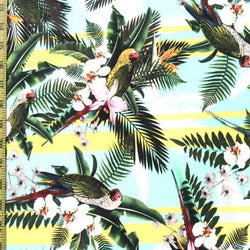 Parrot Print on Poly Spandex Fabric | (4 Way Stretch/Per Yard)