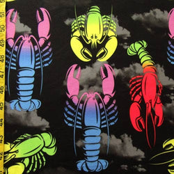 Lobster Print on Poly Spandex Fabric | (4 Way Stretch/Per Yard)