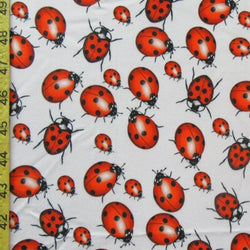 Ladybug Print on Poly Spandex Fabric | (4 Way Stretch/Per Yard)