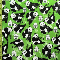 Panda Print on Poly Spandex Fabric | (4 Way Stretch/Per Yard)