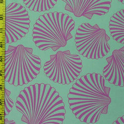 Seashell Print on Poly Spandex Fabric | (4 Way Stretch/Per Yard)