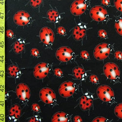 Ladybug Print on Poly Spandex Fabric | (4 Way Stretch/Per Yard)