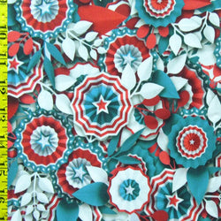 Americas Floral Print on Poly Spandex Fabric | (4 Way Stretch/Per Yard)