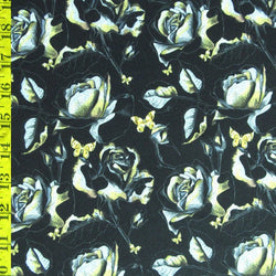 Rosy Floral Print on Poly Spandex Fabric | (4 Way Stretch/Per Yard)