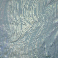 Metallic Foil Lava Swirls (Silver) on Light Blue Nylon Spandex Fabric | (4 Way Stretch/Per Yard)