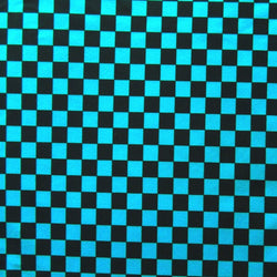 Checkerboard Print on Poly Spandex Fabric (Turquoise/Black) | (4 Way Stretch/Per Yard)