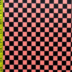 Checkerboard Print on Poly Spandex Fabric (Sweet Potato/Black) | (4 Way Stretch/Per Yard)