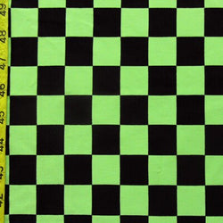 Checkerboard Print (1x1) on Nylon Spandex Fabric (Lime Green/Black) | (4 Way Stretch/Per Yard)