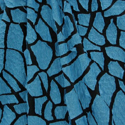 Abstract Print on Black Poly Spandex Fabric (Turquoise/Black) | (4 Way Stretch/Per Yard)