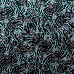 Peacock Feather Print on Nylon Spandex Fabric | (4 Way Stretch/Per Yard)