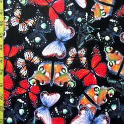 Butterfly Print on Matte Poly Spandex Fabric | (4 Way Stretch/Per Yard)