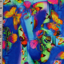 Butterfly Print on Poly Spandex Fabric | (4 Way Stretch/Per Yard)