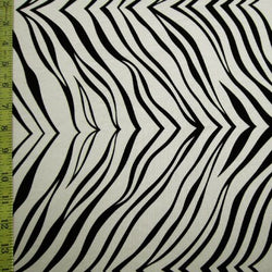 Exotic Zebra Print on Nylon Spandex Fabric (White/Black) | (4 Way Stretch/Per Yard)