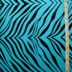 Exotic Zebra Print on Nylon Spandex Fabric (Tropical Turquoise) | (4 Way Stretch/Per Yard)