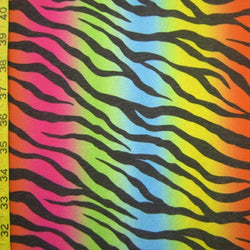 Rainbow Zebra Print on Lightweight Poly Spandex Fabric (Rainbow) | (2 Way Stretch/Per Yard)