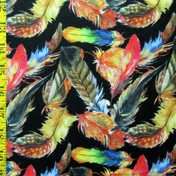 Bird Feather Print on Poly Spandex Fabric | (4 Way Stretch/Per Yard)