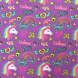 Unicorn Print on Poly Spandex Fabric | (4 Way Stretch/Per Yard)