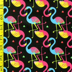 Flamingo Print on Poly Spandex Fabric | (4 Way Stretch/Per Yard)