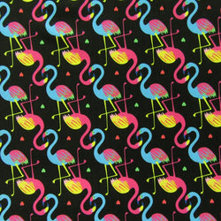 Flamingo Print on Poly Spandex Fabric | (4 Way Stretch/Per Yard)