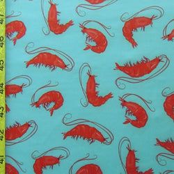 Shrimp Print on Poly Spandex Fabric | (4 Way Stretch/Per Yard)