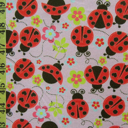 Ladybug Print on Poly Spandex Fabric | (4 Way Stretch/Per Yard)