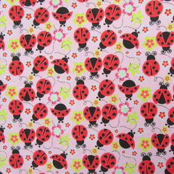 Ladybug Print on Poly Spandex Fabric | (4 Way Stretch/Per Yard)