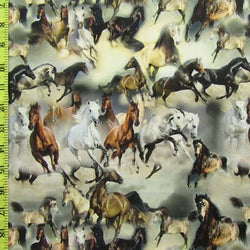 Horse Print on Poly Spandex Fabric | (4 Way Stretch/Per Yard)