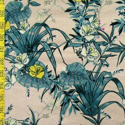 Plants of Life Floral Print on Poly Spandex Fabric | (4 Way Stretch/Per Yard)