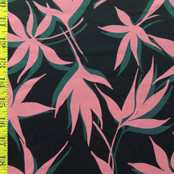 Leaves Print on Soft Nylon Fabric | (4 Way Stretch/Per Yard)