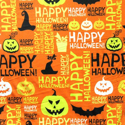 Happy Halloween Print on Poly Spandex Fabric (4 Way Stretch/Per Yard)