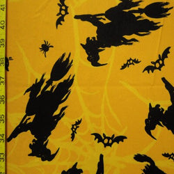 Halloween Witch Print on Poly Spandex Fabric (4 Way Stretch/Per Yard)