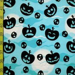 Pumpkin Face Print on Poly Spandex Fabric (4 Way Stretch/Per Yard)