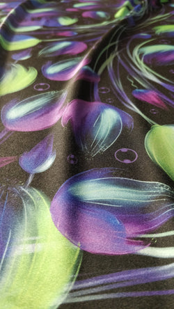 Tulip Floral Print on Poly Spandex Fabric | (4 Way Stretch/Per Yard)