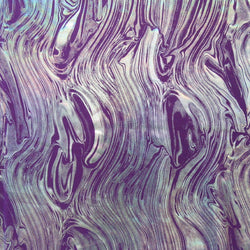 Metallic Foil Lava Swirls (Silver) on Purple Nylon Spandex Fabric | (4 Way Stretch/Per Yard)