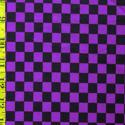 Checkerboard Print on Poly Spandex Fabric (Purple/Black) | (4 Way Stretch/Per Yard)